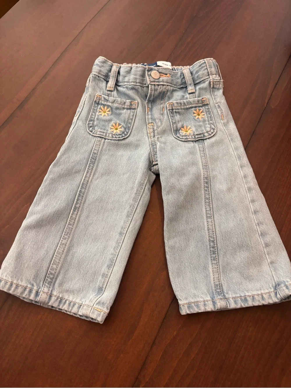 Old Navy Wide Leg Jeans with Daisy Embroidery